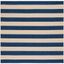 Beige and Navy Striped Square Synthetic Indoor/Outdoor Rug