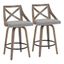 Charlotte 26" Light Grey Fabric and White Washed Wood Swivel Counter Stools