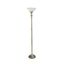 Antique Brass Elegance Torchiere Floor Lamp with Marbleized White Shade