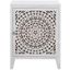 Thea White Washed Carved Wood 1-Door Nightstand