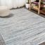 Modern Strie' Gray and Turquoise 5' x 8' Synthetic Area Rug