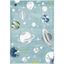 Teal and Ivory Round Kids Planet Rug, 5'3" x 7'6", Synthetic