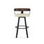 Lars 37'' Cream Bouclé and Black Metal Swivel Barstool