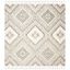 Ivory Geometric Tufted Wool 5' Square Area Rug