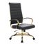 Black Leather High-Back Ergonomic Swivel Office Chair with Gold Frame