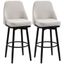 Cream White Swivel Barstools with Steel Legs and Footrest - Set of 2