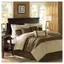 Natural Brown Microsuede Queen Comforter Set with Decorative Pillows