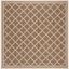 Beige and Cream 4' Square Stain-Resistant Synthetic Rug