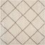 Ivory and Beige High Pile Shag Square Area Rug