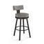 Morgan 26.6" Gray Polyester Upholstered Swivel Counter Stool with Black Metal Frame