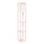 Elegant Light Pink Column Floor Lamp with Linen Shade and Display Shelves