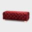 Avara Burgundy Velvet Button Tufted Bench Ottoman with Gold Legs