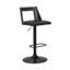 Adjustable Swivel Black Faux Leather and Walnut Wood Barstool