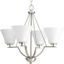 Bravo 24" Brushed Nickel 4-Light Chandelier with White Etched Glass