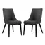 Black Upholstered Leather Side Chair with Wood Legs