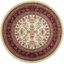 Ivory and Red Floral Round Synthetic Area Rug