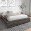 Gray Queen Upholstered Platform Bed with Engineered Wood Frame