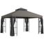 Gray Steel Patio Gazebo with Mesh Curtains and Shelves