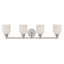 Melrose Satin Nickel 4-Light Vanity Bar with Opal Glass Shades