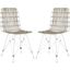 Minerva White Rattan Cane Dining Chair Set with Hairpin Legs