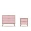 Natural and Rose Pink Hairpin Leg Dresser and Nightstand Set