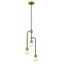 Neutra Matte Black and Brass 3-Light Chandelier