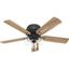 52" Matte Black and Wood Low Profile Ceiling Fan with LED Light