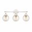 Matte White and Satin Brass 3-Light Vanity with Clear Glass Shades