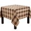 Mocha Stitched Plaid Cotton Blend Tablecloth, 70"