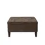 Brown Tufted Faux Leather Ottoman with Birch Legs