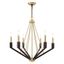 Beckett Mid-Century Modern Satin Brass & Bronze 6-Light Chandelier