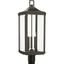 Antique Bronze 3-Light Outdoor Post Lantern with Clear Glass