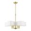 Rubix Angular Arms 5-Light Chandelier with Off-White Hardback Shades