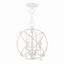 Antique White Mini 3-Light Chandelier with Dangling Crystals