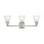 Brushed Nickel 3-Light Bathroom Vanity with Satin Glass Shades