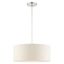 Meadow Brushed Nickel 3-Light Drum Pendant with Oatmeal Shade