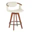 Mid-Century Modern Cream Swivel Counter Stool with Walnut Wood Frame