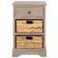 Beige Transitional Storage Side Table with Woven Baskets
