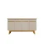 Off White and Cinnamon Mid-Century Modern Sideboard with Solid Wood Legs