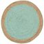 Aqua and Natural Round Braided Jute Rug, 4' Diameter