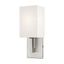 Hollborn Brushed Nickel 1-Light Wall Sconce with Off-White Fabric Shade