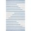 Ivory and Blue Striped Wool Cotton 4' x 6' Area Rug