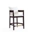 Ivory Faux Leather and Walnut Wood Counter Stool