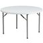 Granite White 4-Foot Round Plastic Folding Table with Gray Legs