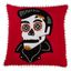 Red Sugar Skull Embroidered Square Pillow with Tassels