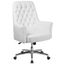 Ergonomic Mid-Back White LeatherSoft Executive Swivel Chair with Fixed Arms