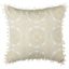 Beige and Gray Floral Medallion Pom Pom Pillow