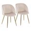 Set of 2 White Velvet Upholstered Dining Chairs with Metal Legs