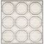 Ivory and Light Grey Hand-Knotted 5' Square Synthetic Area Rug