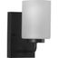 Matte Black Steel Wall Light with Etched Glass Shade